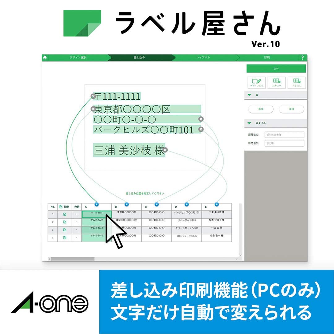 エーワン ラベルシール インクジェット 95面 100シート 61295 | geisha