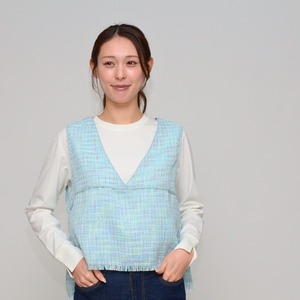 【夏のプラスワン】  サマーツイード・フリンジベスト  ‐ LER-2627 ミント系 ‐