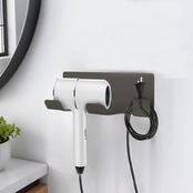 KAIXUANMAN ドライヤーホルダー マグネット ドライヤー 収納 壁掛け ドライヤースタンド ドライヤー置き フック付 アルミ ドライヤー 浴室収納 置物 バス用品 グレー