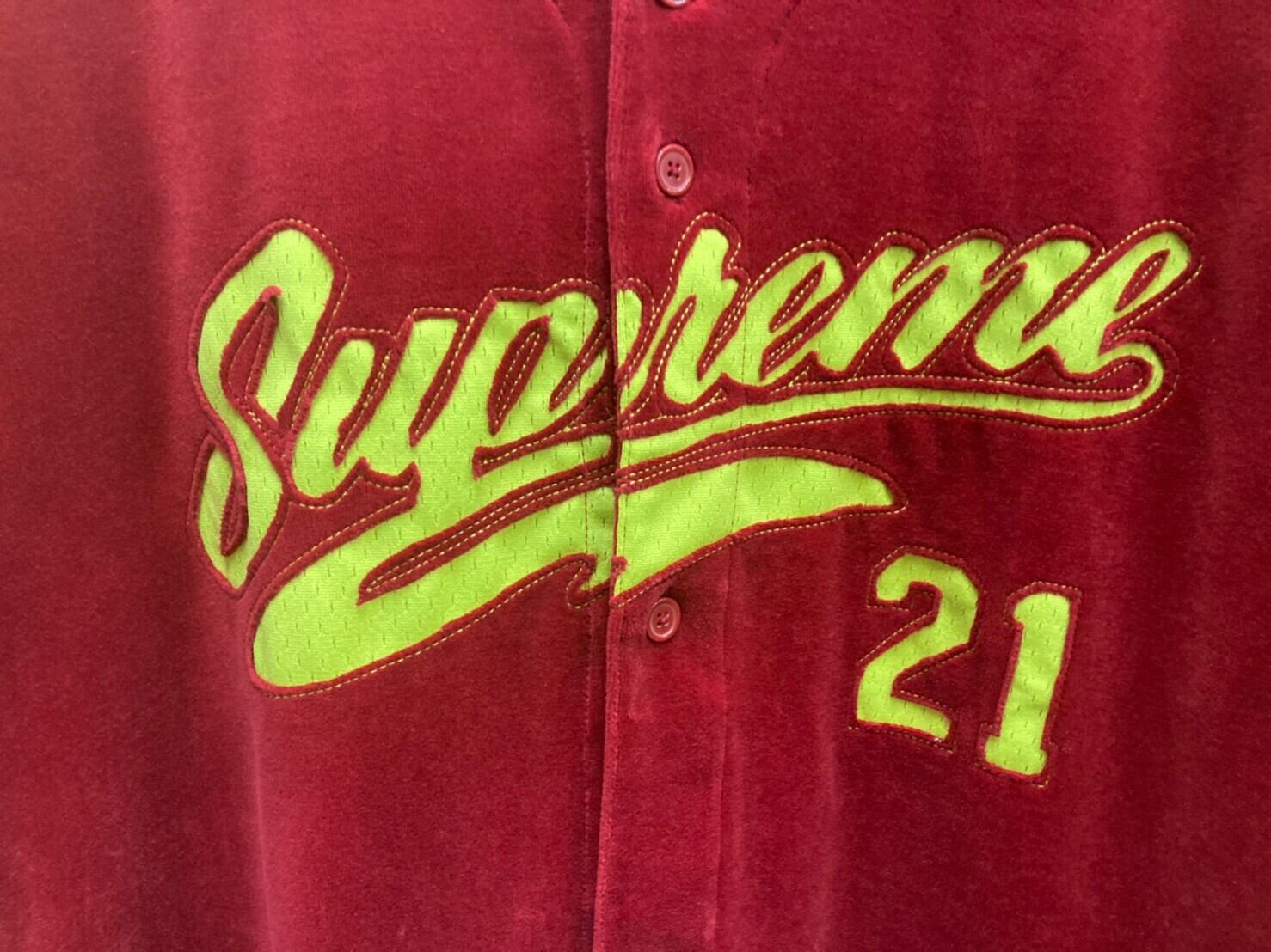 supreme velour baseball jersey