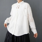 レース切替 カットデザイン シャツ  00380