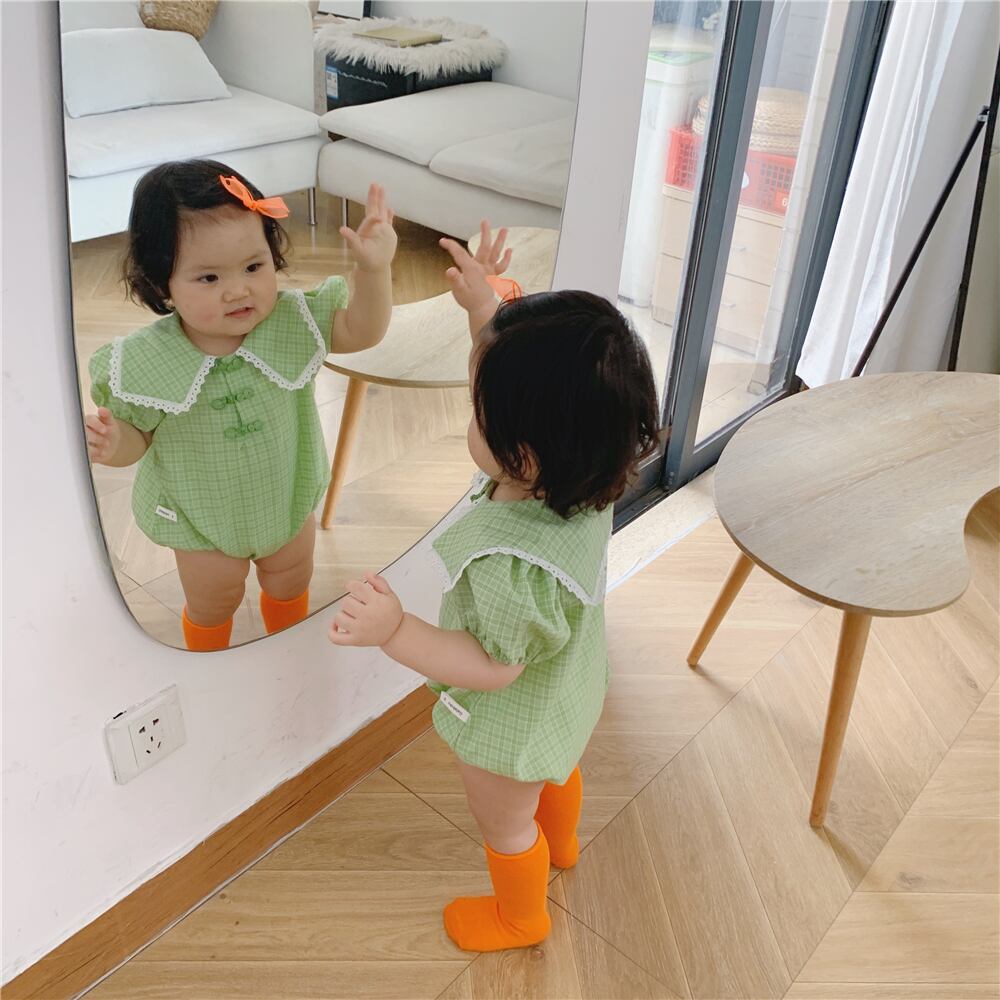 サマーロンパース オールインワン 格子柄バックル薄手 大人ガーリー スウィート キュート カジュアル 夏物 超面白いベビーショップ93912607908