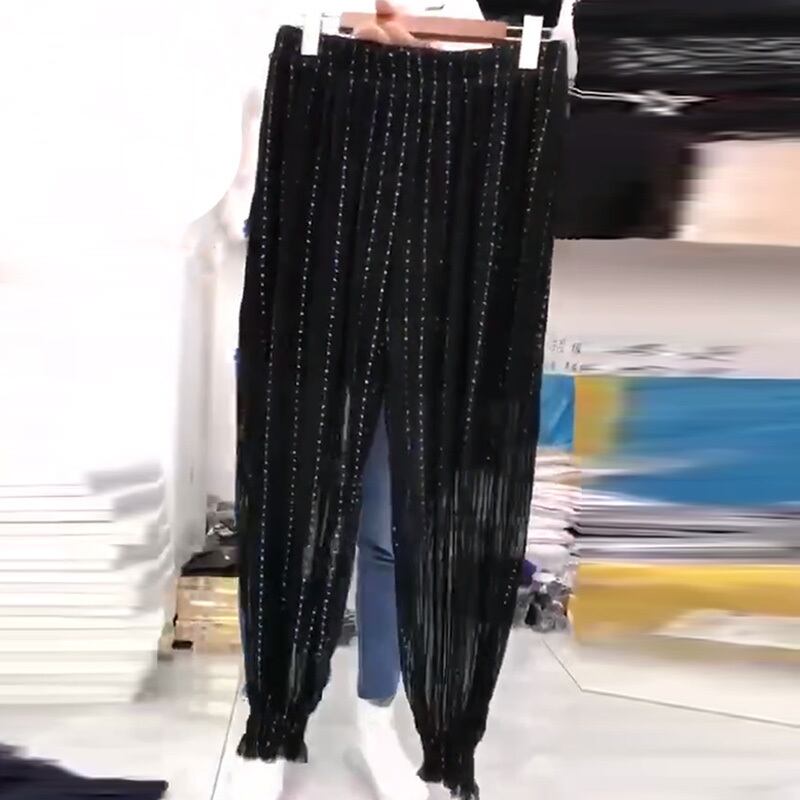 カジュアルパンツ サマー薄手ハイウェストウェストルーズ 大きめサイズ 夏物 ショーツ ブルマー シルク ミックスインファッション18825081926