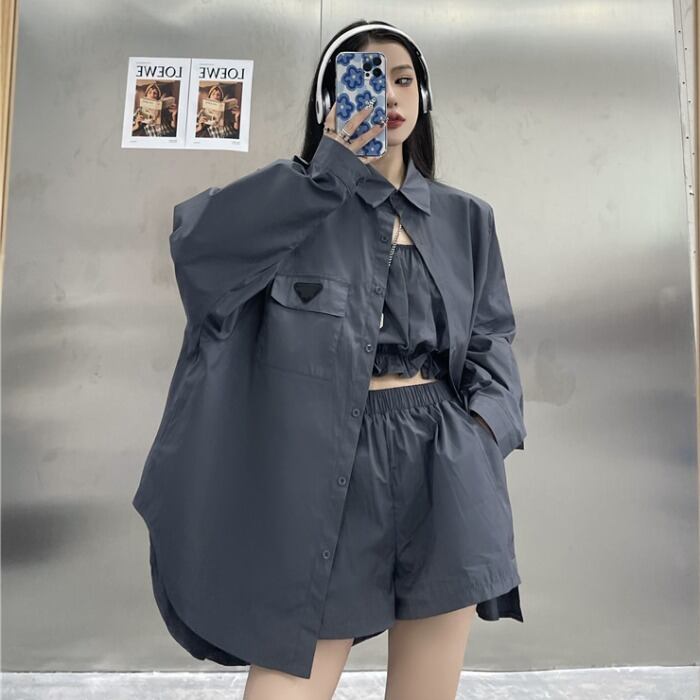 ダークルーズカジュアルシャツ 薄手コート トップス ショーツ ロング 大きめサイズ ブルマー ケッペル14107800028