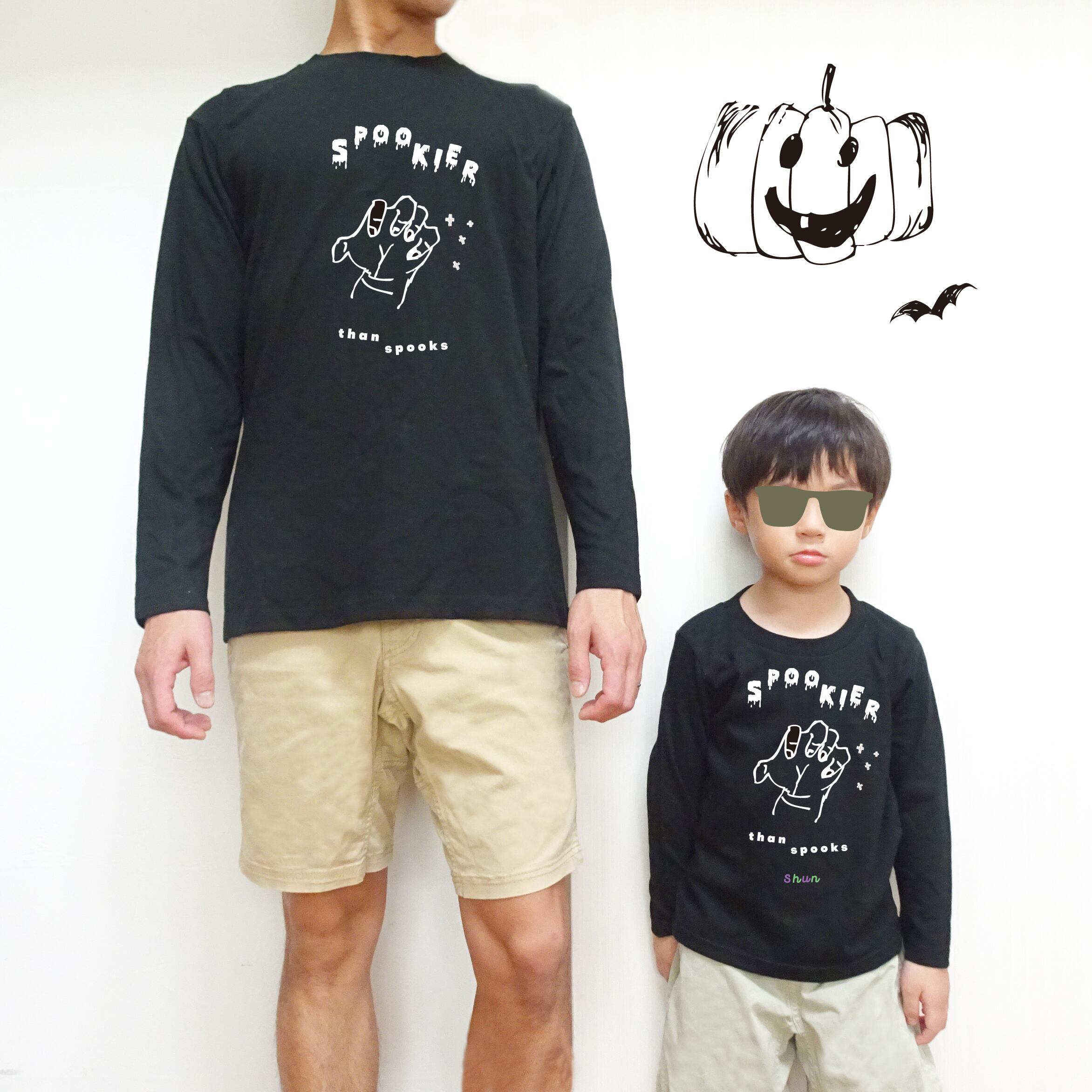 名入れok/親子のハロウィンTシャツ おばけよりもこわいのは・・ 長袖110～XL ロンT 親子セット | jooves ジューブス powered  by BASE