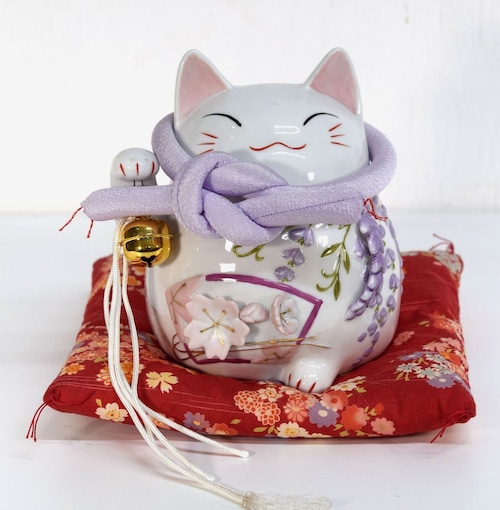 猫舎道楽堂本舗　招き猫貯金箱　コインバンク　座布団付き