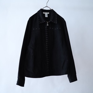good silhouette studs design zip-up jacket