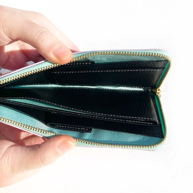 【SRK01SP】　1万円札が折らずに入る最少サイズの長財布「L字束入」　（パープル系）