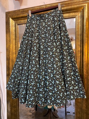 50's blue flower circular skirt with petticoat