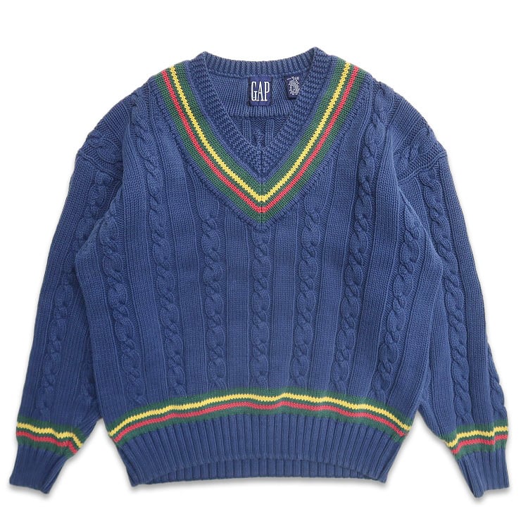 古着 90年代 GAP ギャップ OLD GAP Vネック コットンニット チルデン