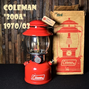 コールマン 200A 1970年3月製造 後期 ホワイトボーダー ランタン COLEMAN パテントペンディング ビンテージ 美品 完全分解清掃 メンテナンス済み PATENTS PENDING