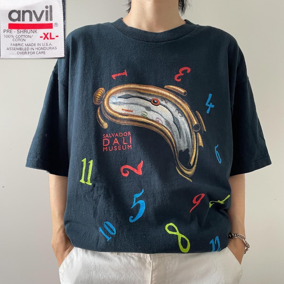 GF734 90s サルバトールダリ アート Tシャツ USA製 溶ける時計 