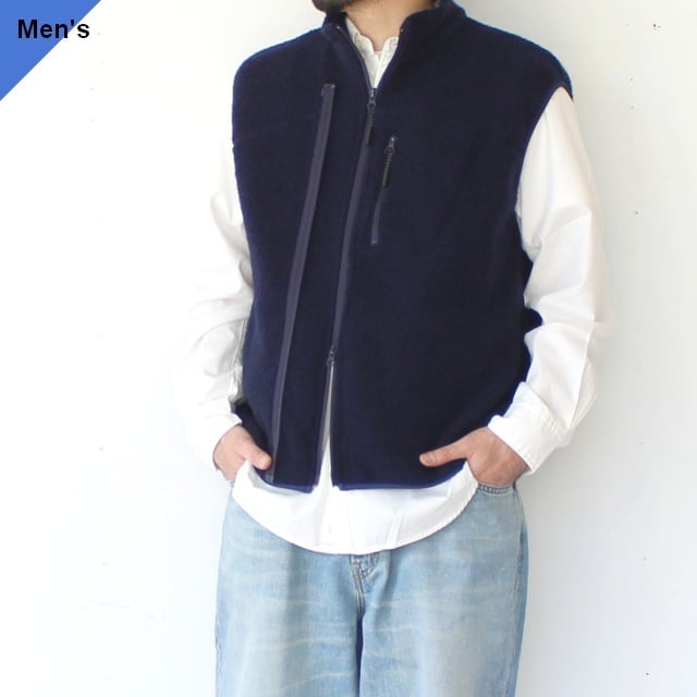 ラスト1点】melple ウールパイルベスト Marced Wool Vest （Navy