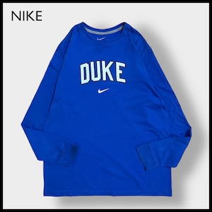 【NIKE】カレッジロゴ DUKE デューク大学 ロンT ロングTシャツ 長袖Tシャツ ロゴ プリント スウッシュ X-LARGE ビッグサイズ ブルー ナイキ US古着