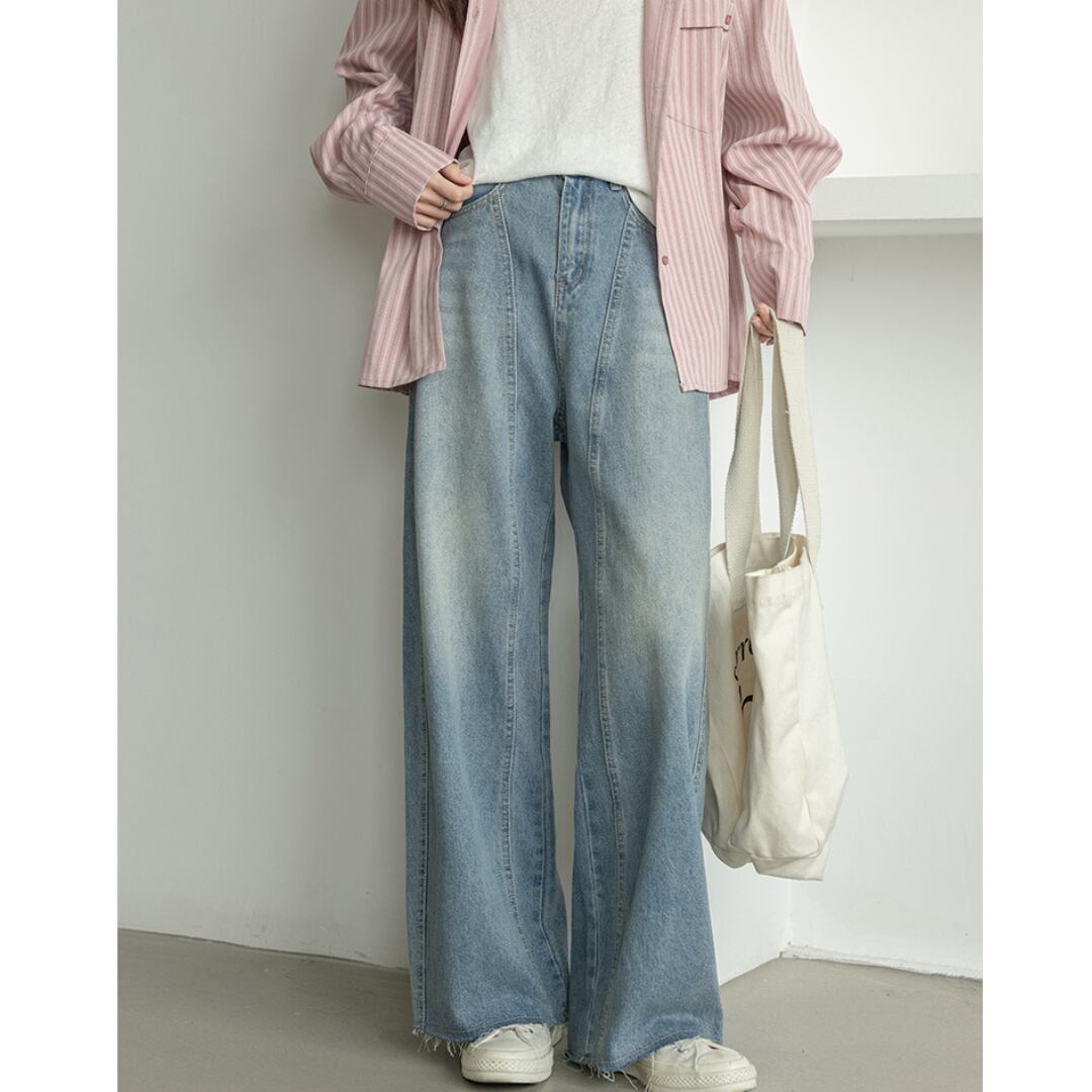 high waist wide straight denim pants