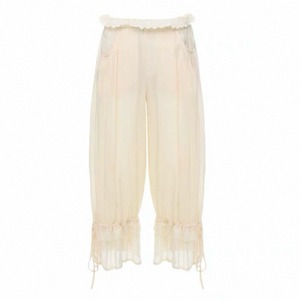 [YOSHUYUKI] beige lantern lace pants