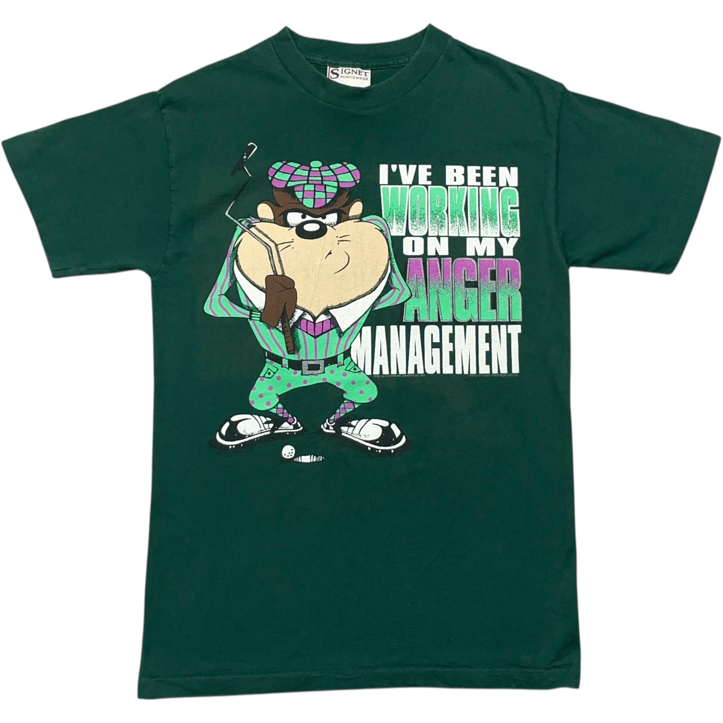 《M》 SIGNET SRORTWEAR キャラTシャツ フロントプリント タズマニアンデビル 袖シングルステッチ USA製 90年代 vintage no.7740