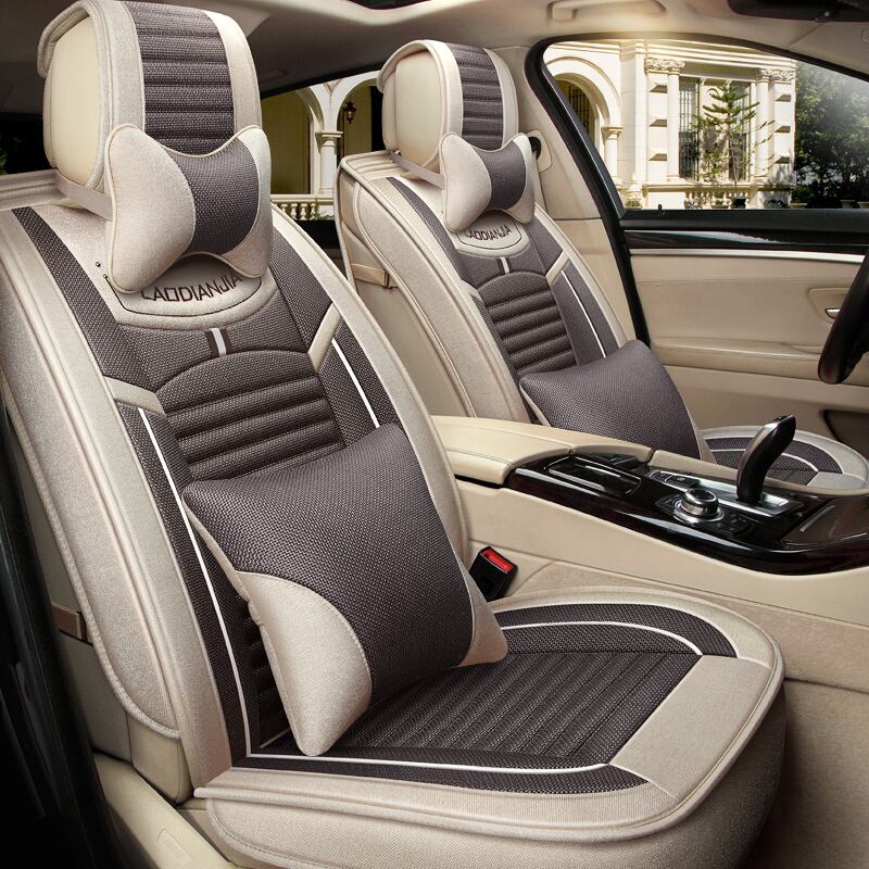 新作 ユニバーサル（フロント＆バック）リネンカーシートカバー