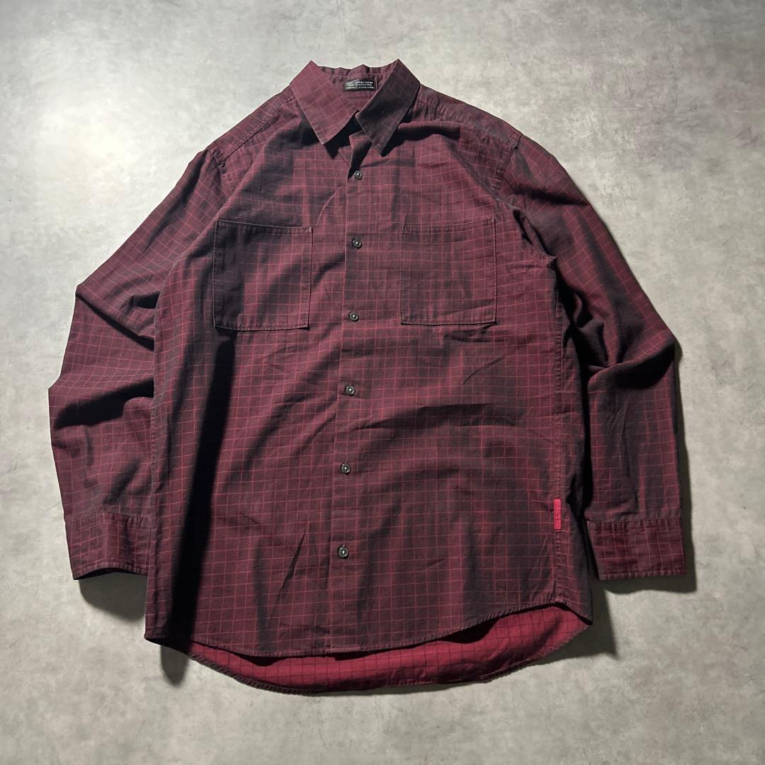 DNKY ヴィンテージ チェック ワインレッド モード デザイン シャツ