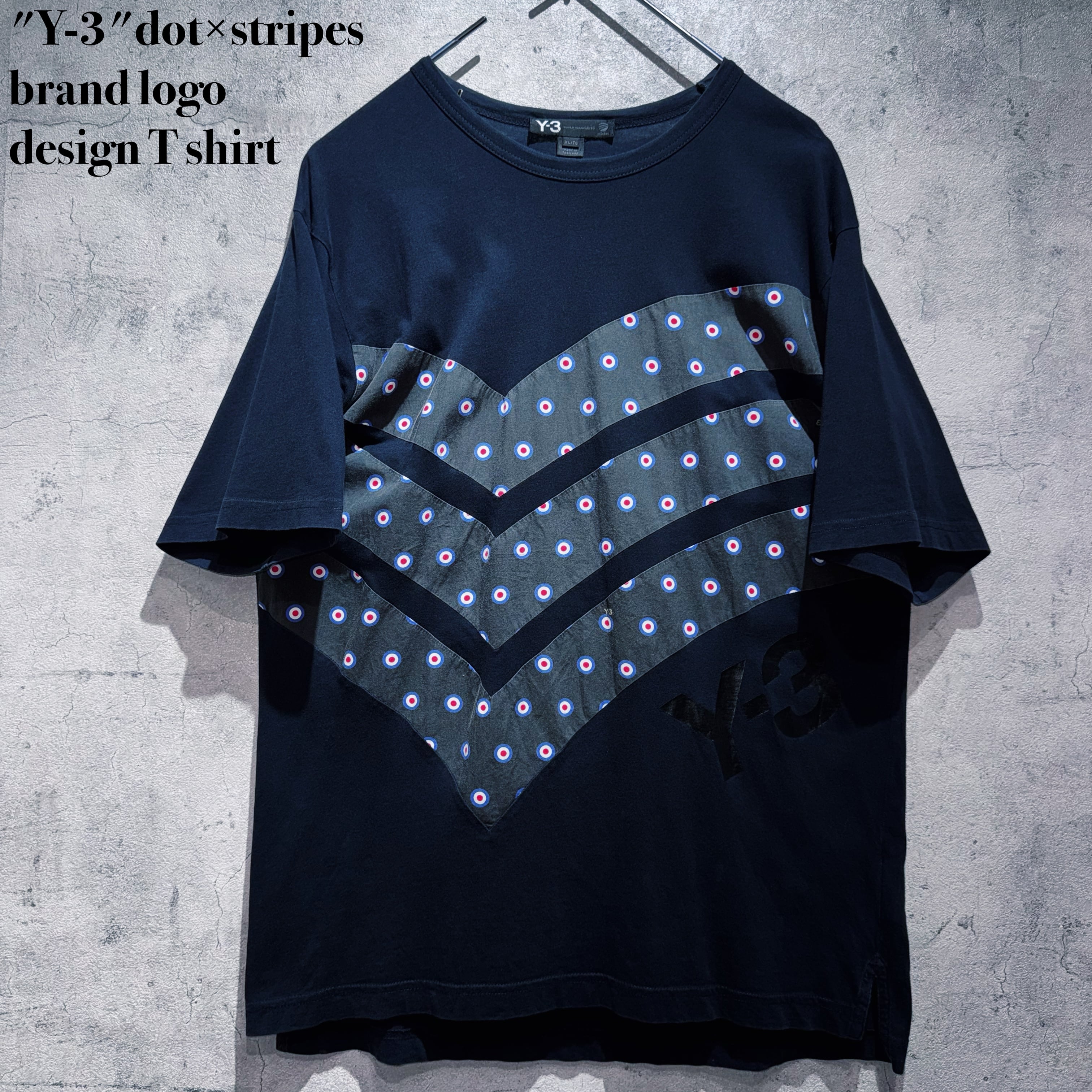 "Y-3"dot×stripes brand logo design T shirt