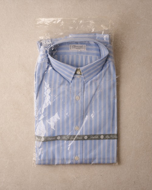 -Dead Stock-[2000] "Charvet" Bespoke Cotton Poplin Striped Shirt (Made in France)