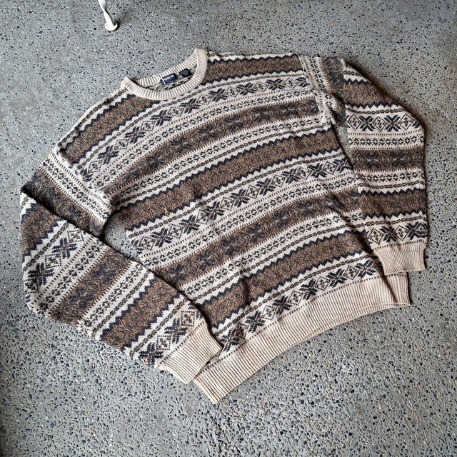 ARROW ラミー混 総柄アクリルセーター used [310090]