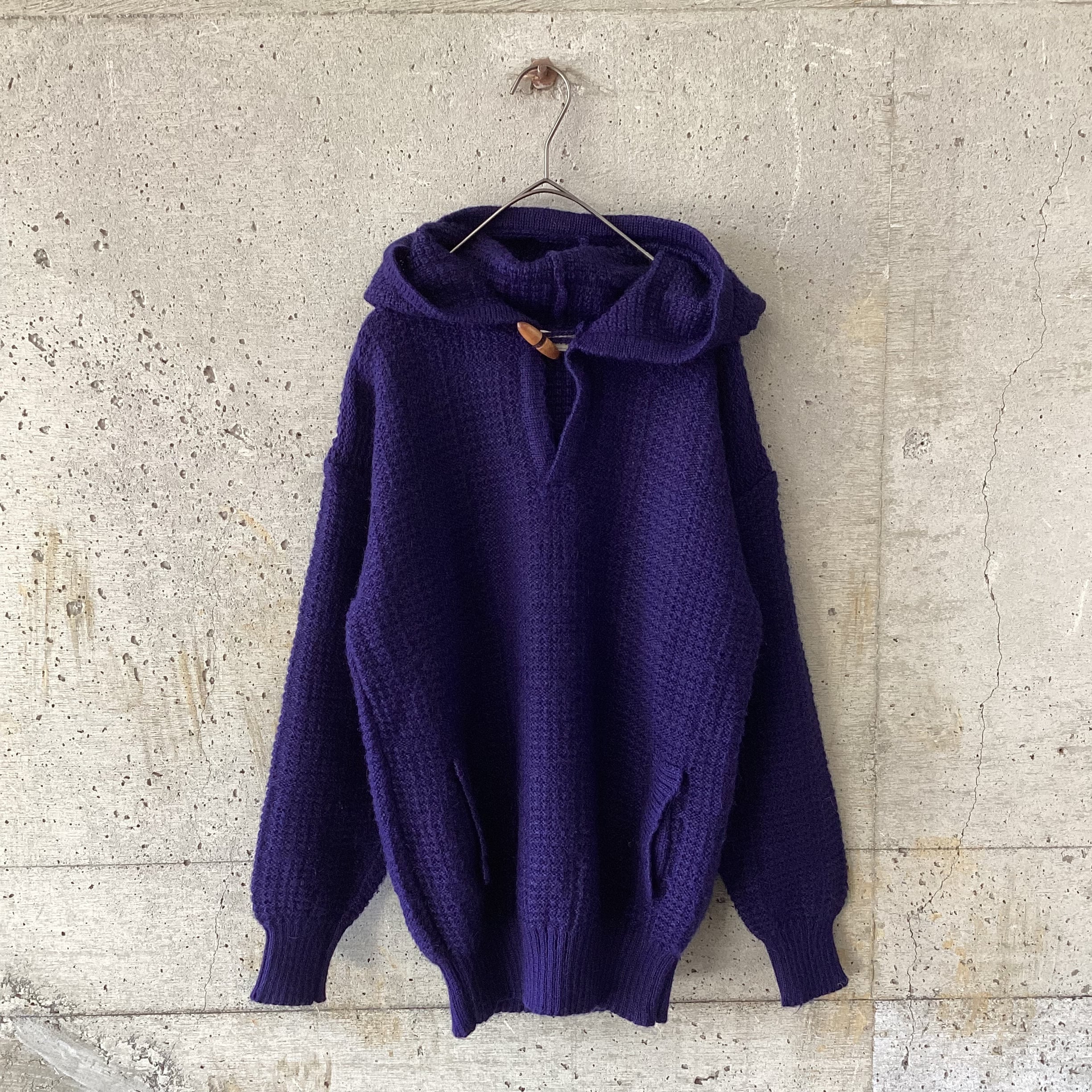 Toggle Button Navy Knit Hoodie