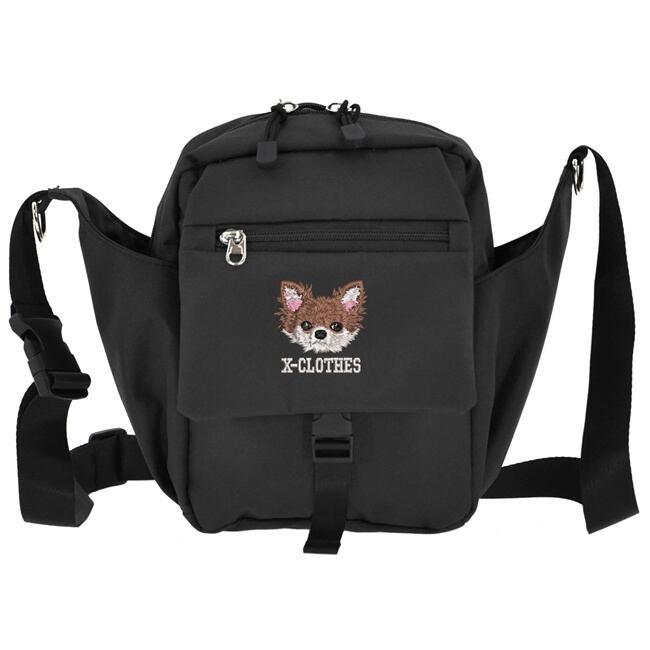 リアル 犬 猫 ワンポイント 刺繍 ショルダーバッグ レディース メンズ