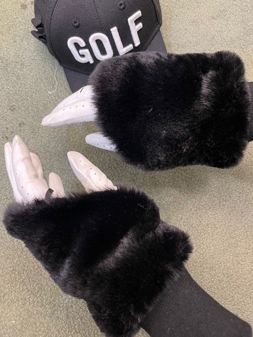 ＊即納＊Fingerless fur warm glove（Black / White）