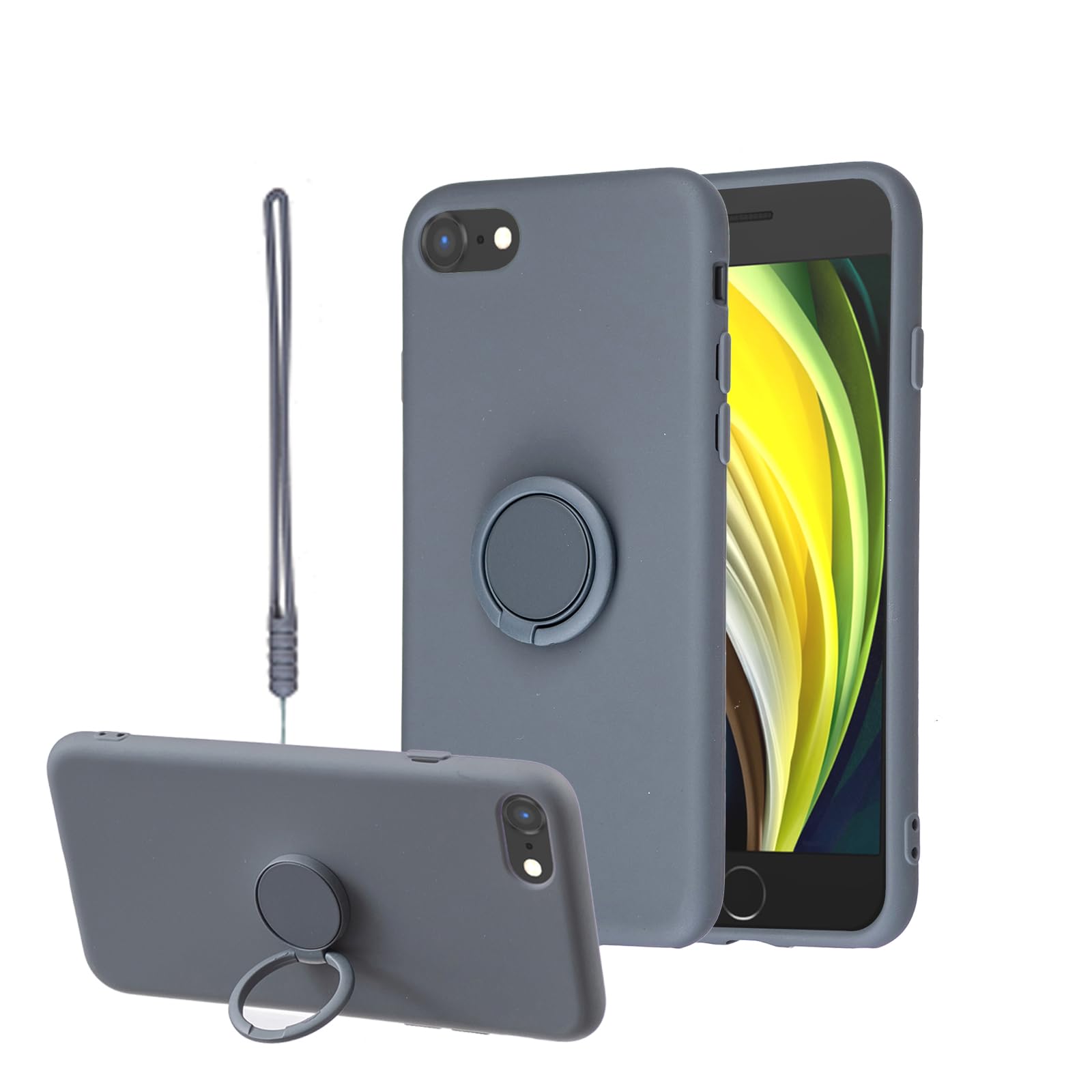 YJKezhan for iPhone SE 第3世代 (2022) / iPhone SE 第2世代 (2020) / iPhone8 / iPhone7 ケース シリコン スタンド式 液状シリカゲル製の携帯ケース マルチアングルスタンド機能 えきたいシリカゲル マグネット搭載 シルキーソフトタッチ-se3黒い