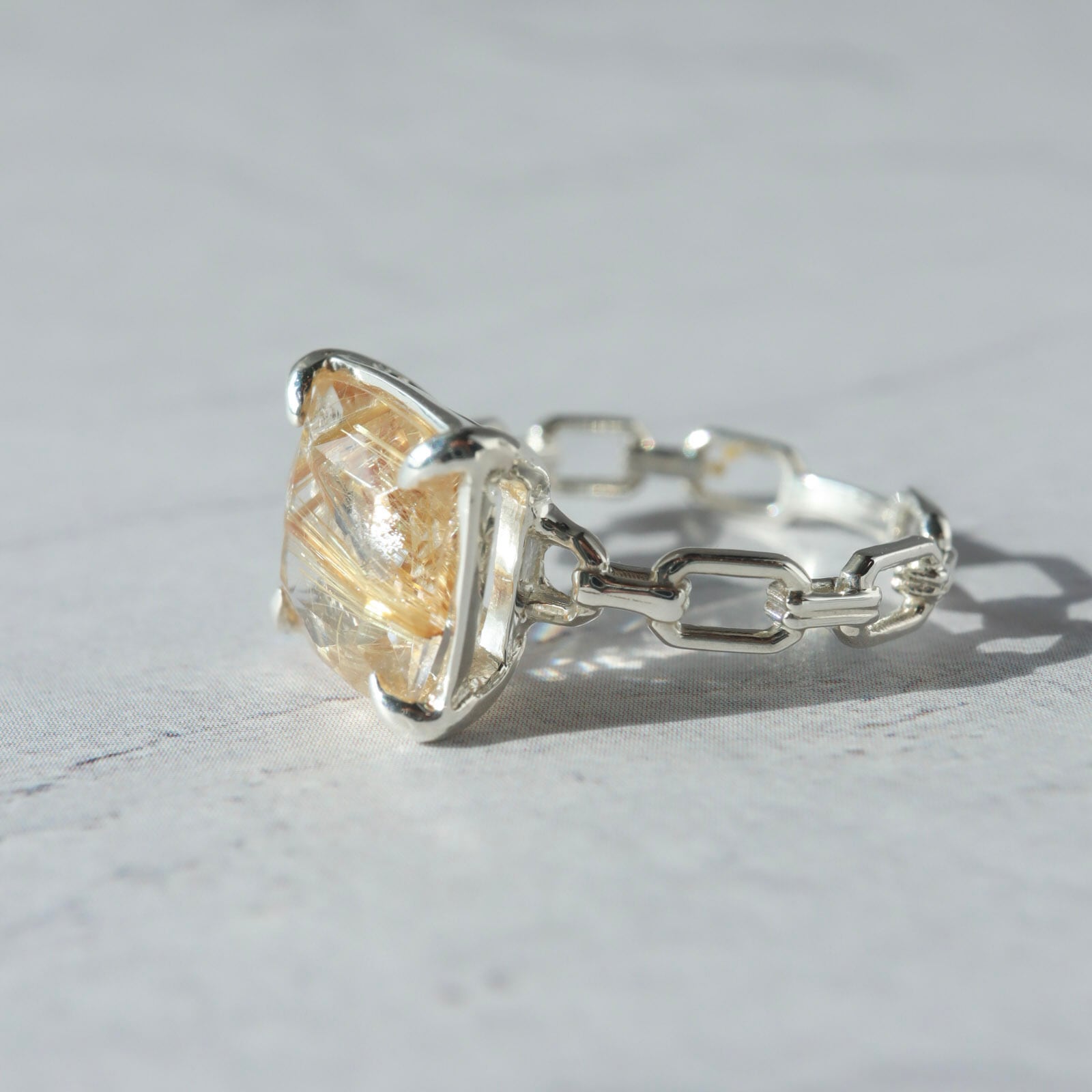 k10YG ルチルクォーツ チェーンリング ルチルクォーツ チェーンring / Silver | DoubleMoon jewelry