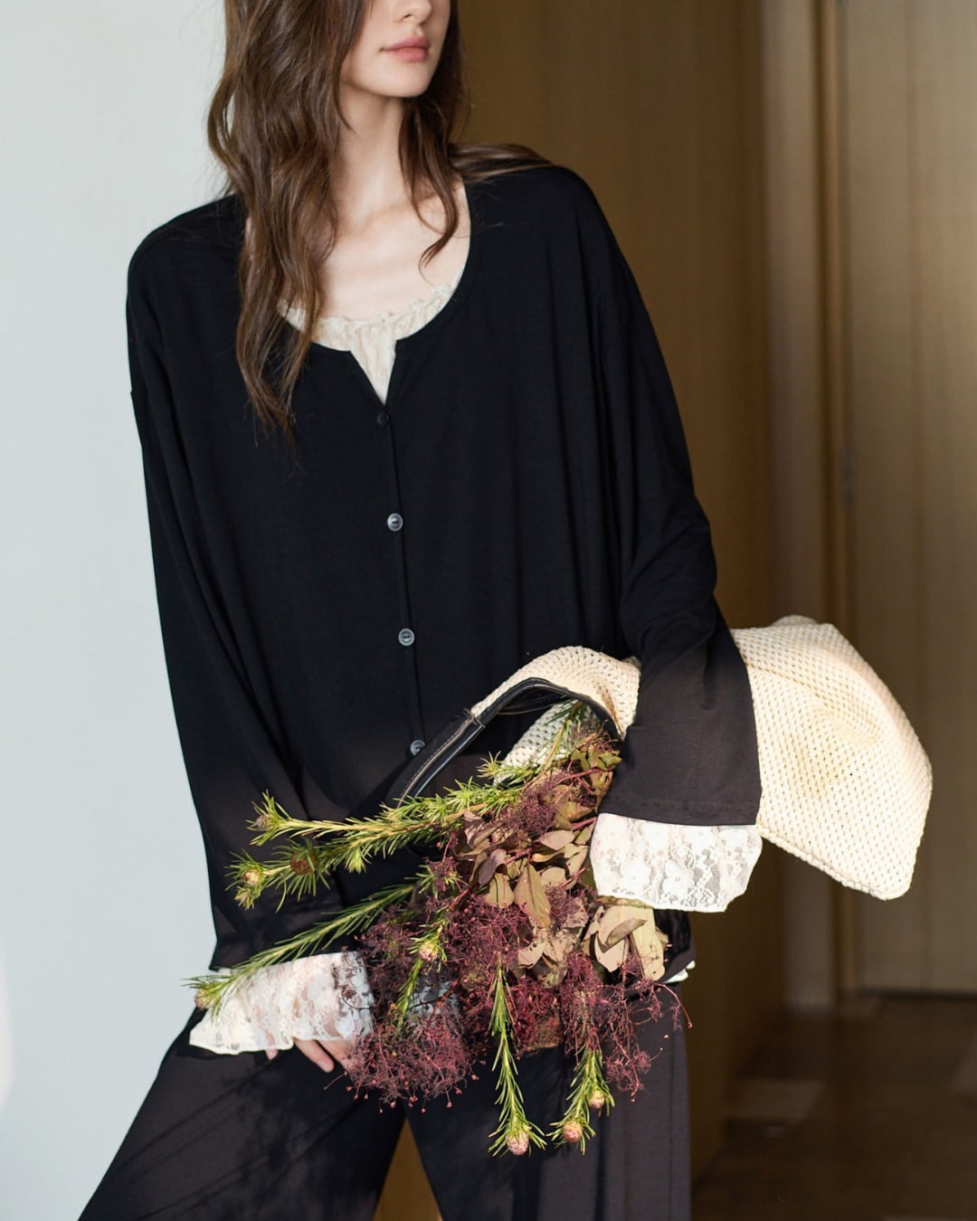 レースフリルカフスルームウェア R25059