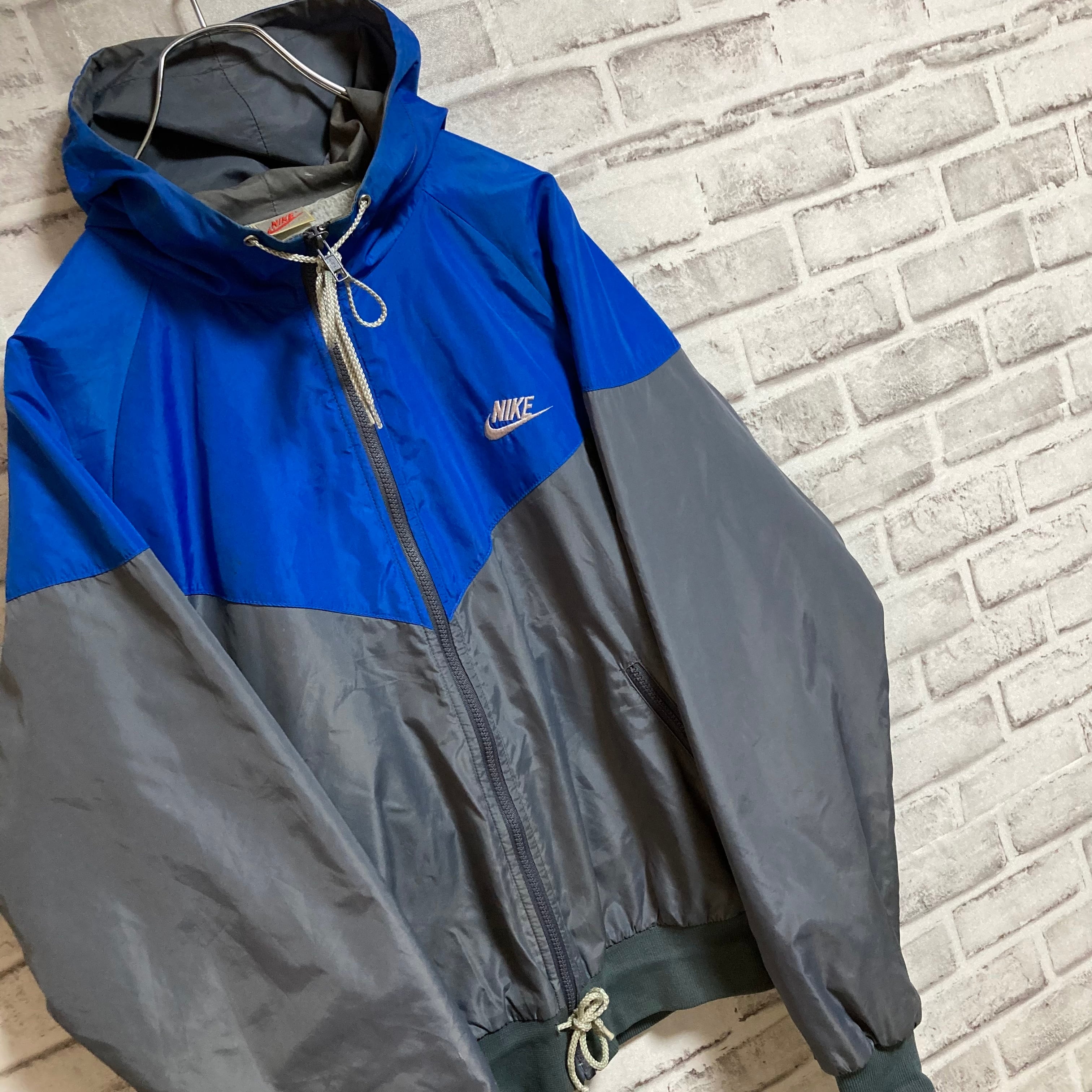 NIKE】90s Nylon Hoodie L相当 USA規格 ナイキ 銀タグ 切替 ナイロン