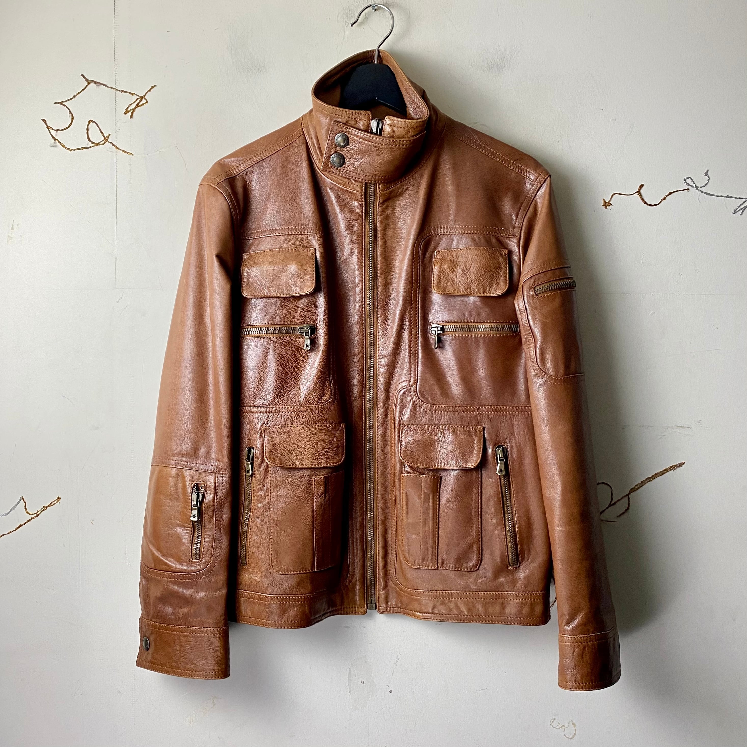 archive 2003SS DOLCE&GABBANA multi pockets goat leather jacket 