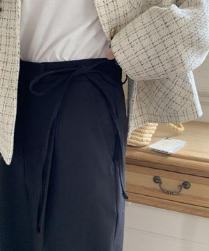 《即納商品》side ribbon slacks (cream / blue /  black)