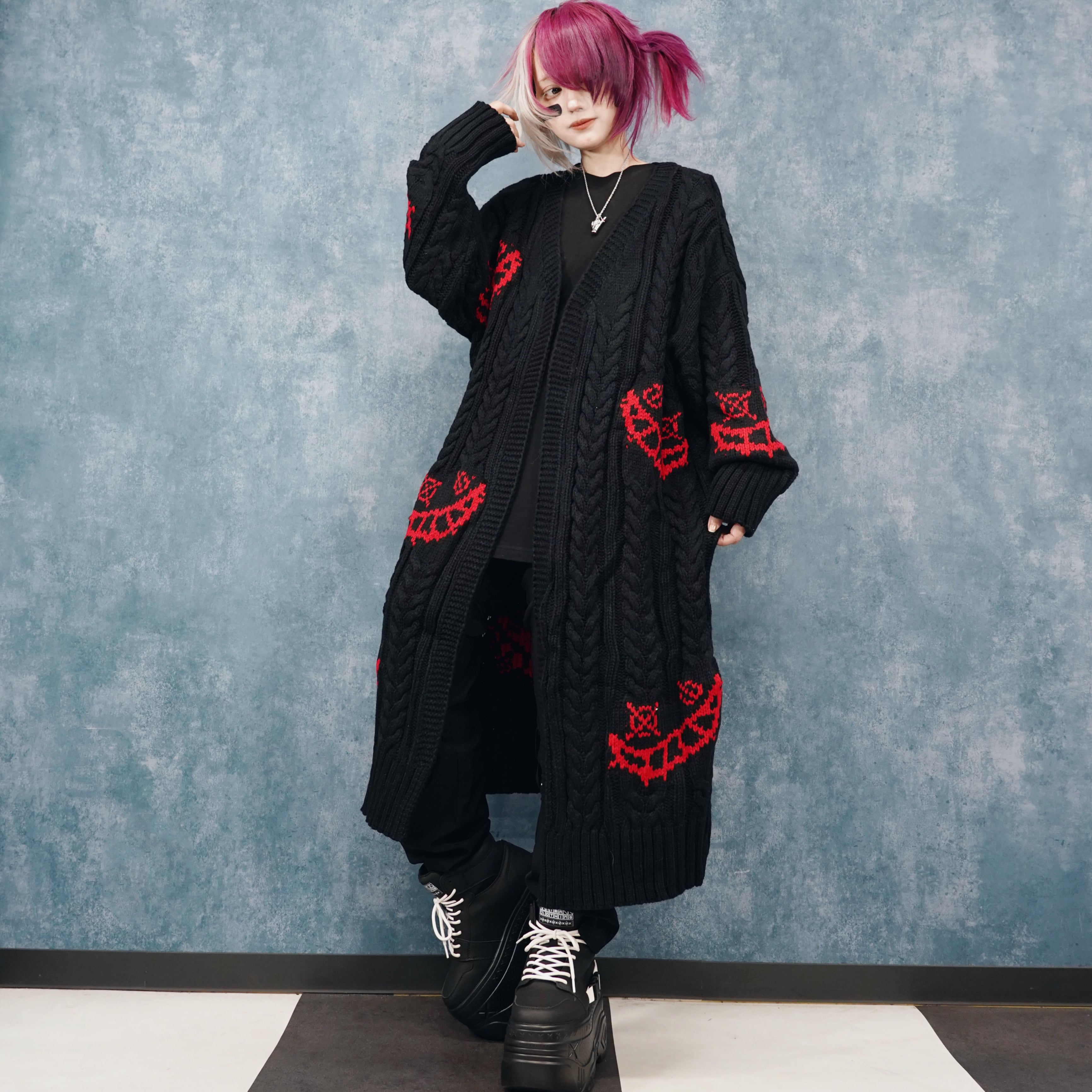 超ロング編み込みニットカーディガン【RED SMILE】 | NIER CLOTHING