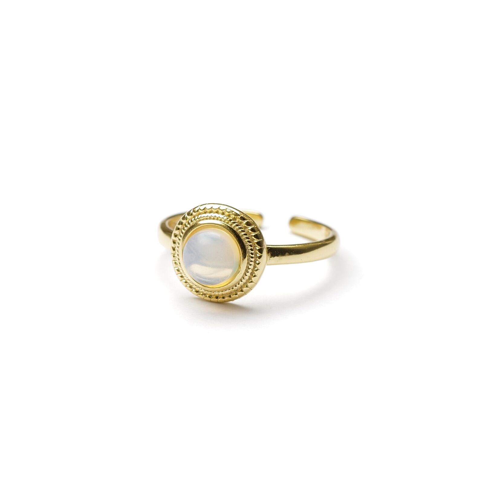 S925 ROUND GRASS DECO RING GOLD