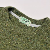 Crocodile クロコダイル ケーブル編み & 畦編み ネップ ウールニットセーター サイズ M /グリーン/メンズ
