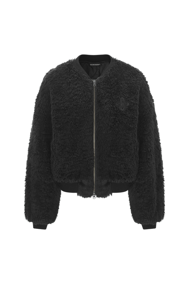 [SURGERY] surgery leather patch fur ma-1 'black' 正規品 韓国ブランド 韓国通販 韓国代行 韓国ファッション sur8ery サージェリー 取扱店 日本 店舗
