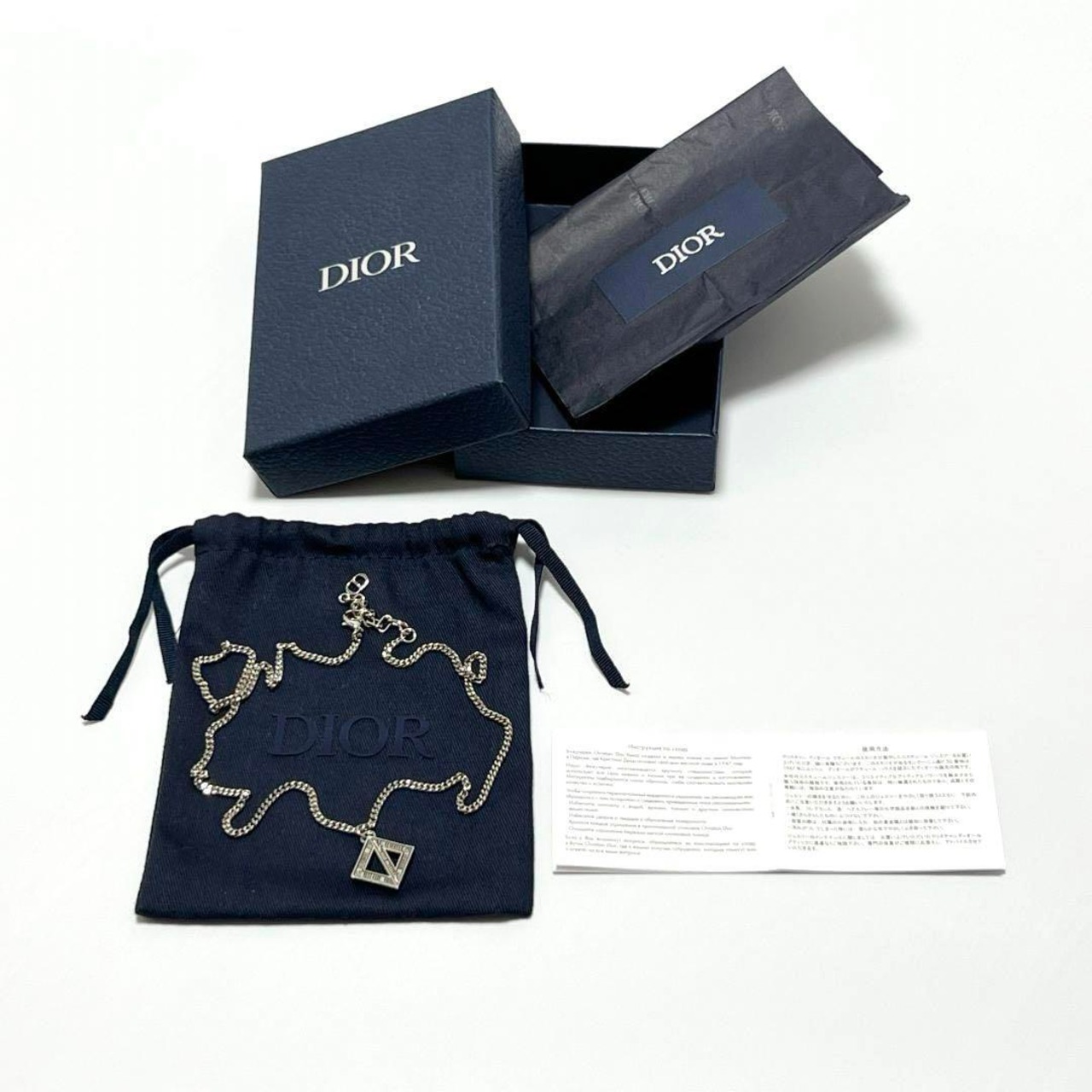 廃番】ディオール DIOR メンズ CD ダイヤモンド ペンダント ネックレス  