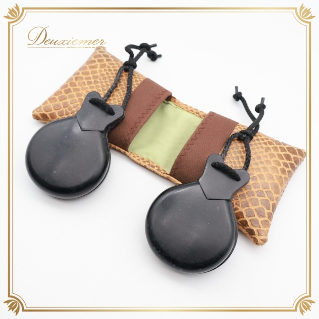 フラメンコ パリージョ カスタネット ブラック系 FILIGRANA 楽器 小物 小道具 ペア 両手 黒 ケース付き 発表会 舞台 レッスン 練習 ダンス小物 パフォーマンス フラメンコ用品