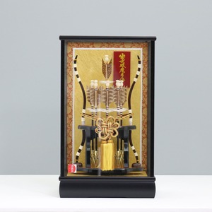 【百矢台 10号】 破魔弓飾り ガラスケース飾り 破魔弓|八本矢|木製|和モダン|コンパクト