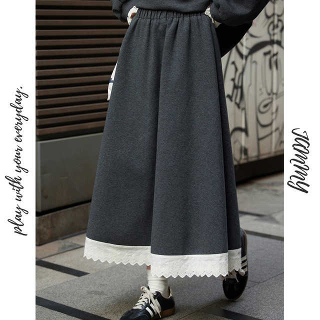 hem lace skirt　J00219