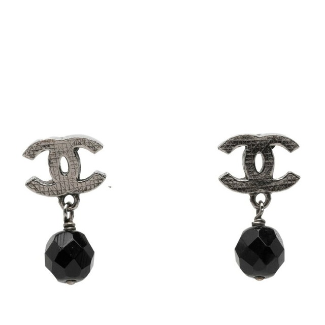 シャネル ココマーク ピアス シルバー ブラック メタル レディース CHANEL 【中古】