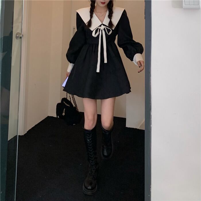 ネイビーウェスト薄手ドレス レディース ロング 大人ガーリー スウィート キュート カジュアル 萌量不足90702386917