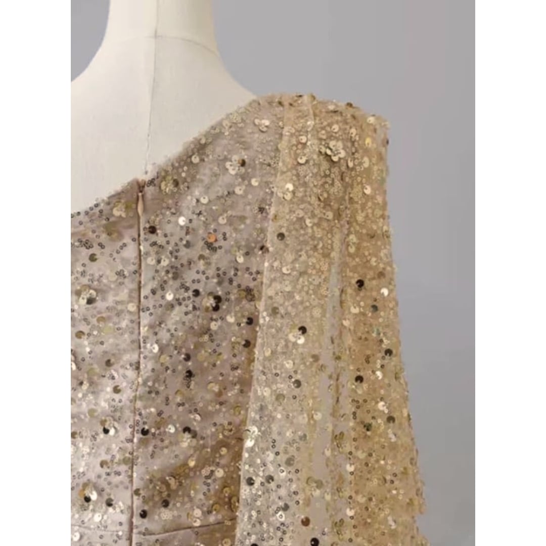 スパンコール ケープスリーブ ロングドレス D1386 | 演奏会・ステージ