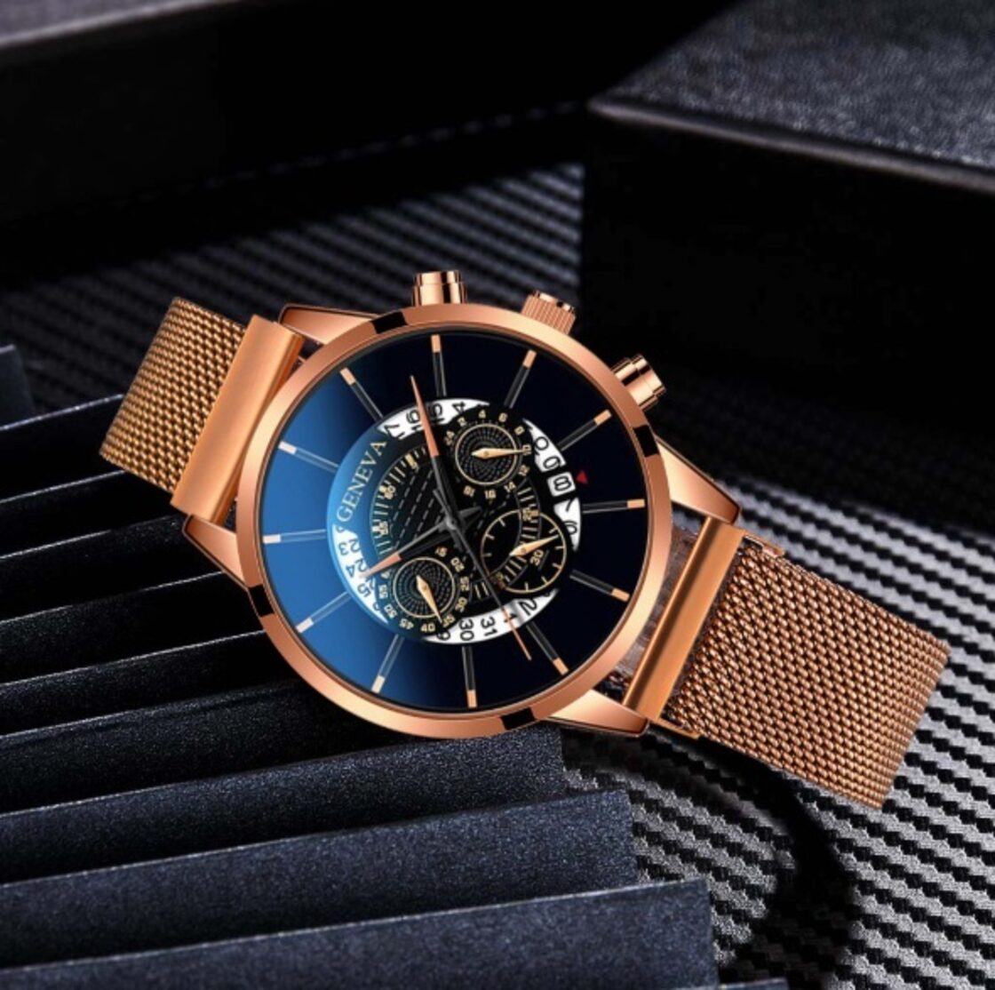 即納】新品 送料込み GENEVA メンズ 腕時計 ピンクゴールド 