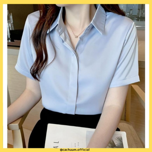 シャツ/水色/半袖