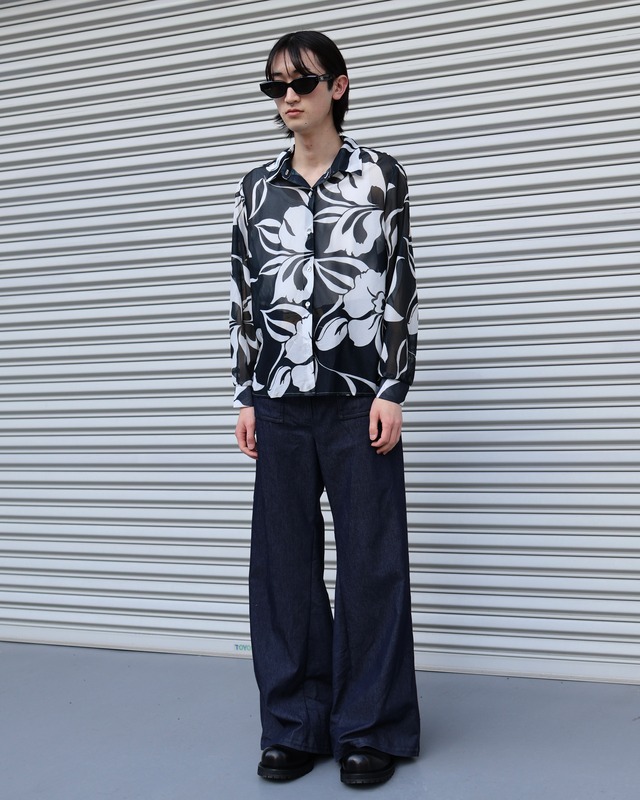 opencollar sheer aloha shirt
