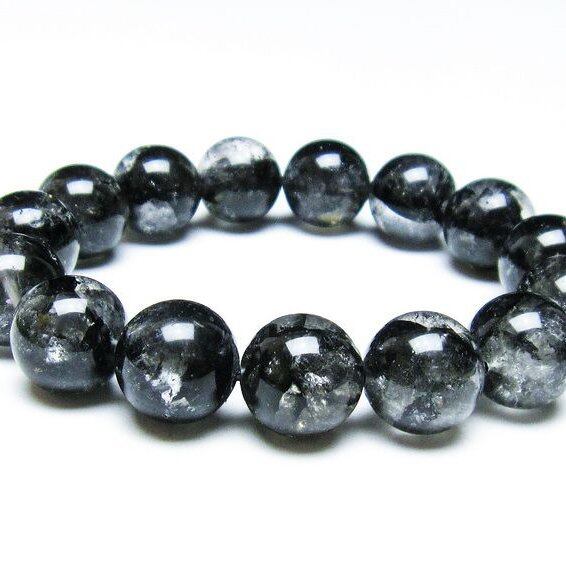 エレスチャルクォーツ ブレスレット 15mm ブラックエレスチャル 一点物  111-37785
